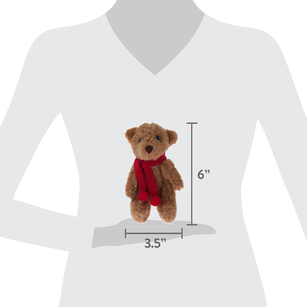 Brown and Red Plush Teddy Bear Christmas Ornament, 6", by Holiday Time