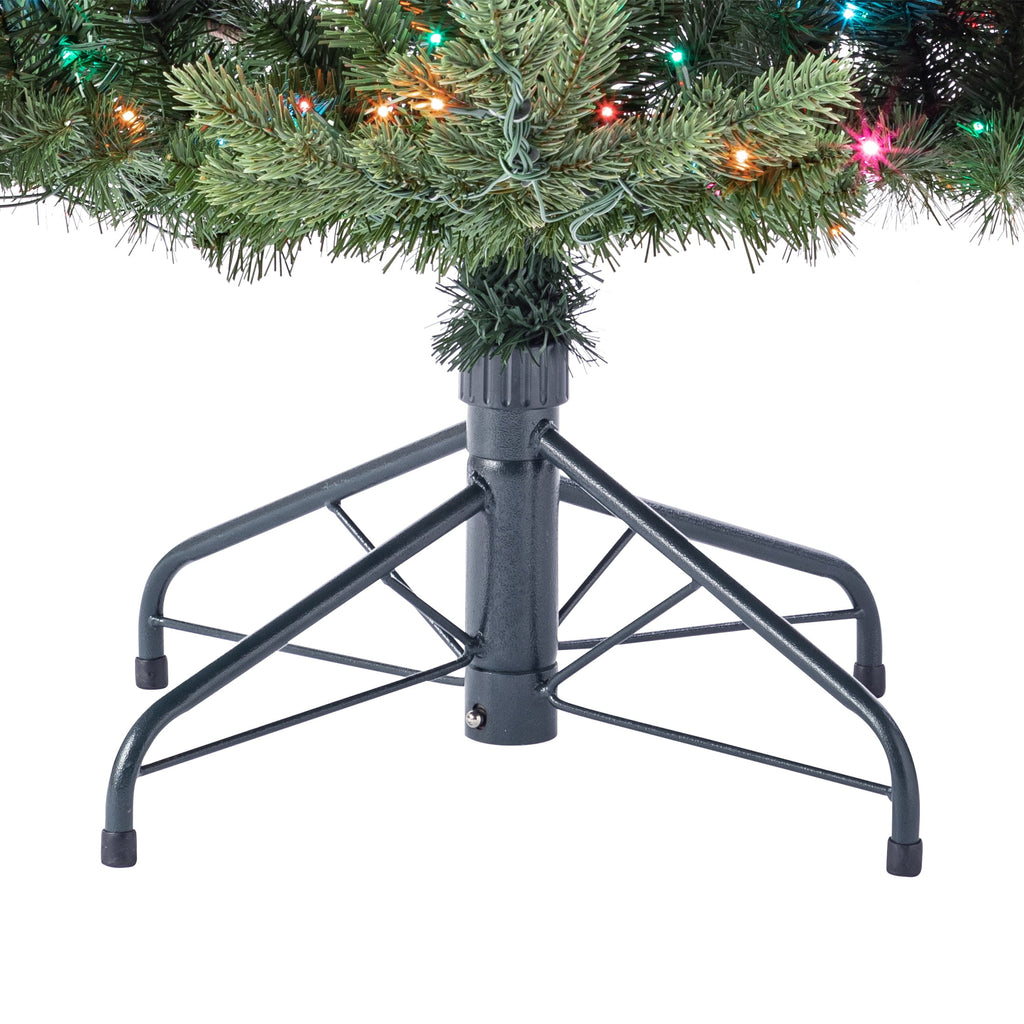 My Texas House 9' Pre-Lit Grand Spruce Green Artificial Christmas Tree with LumaDazzle Color-Changing Twinkle LED Lights, Quick Set, and Stand