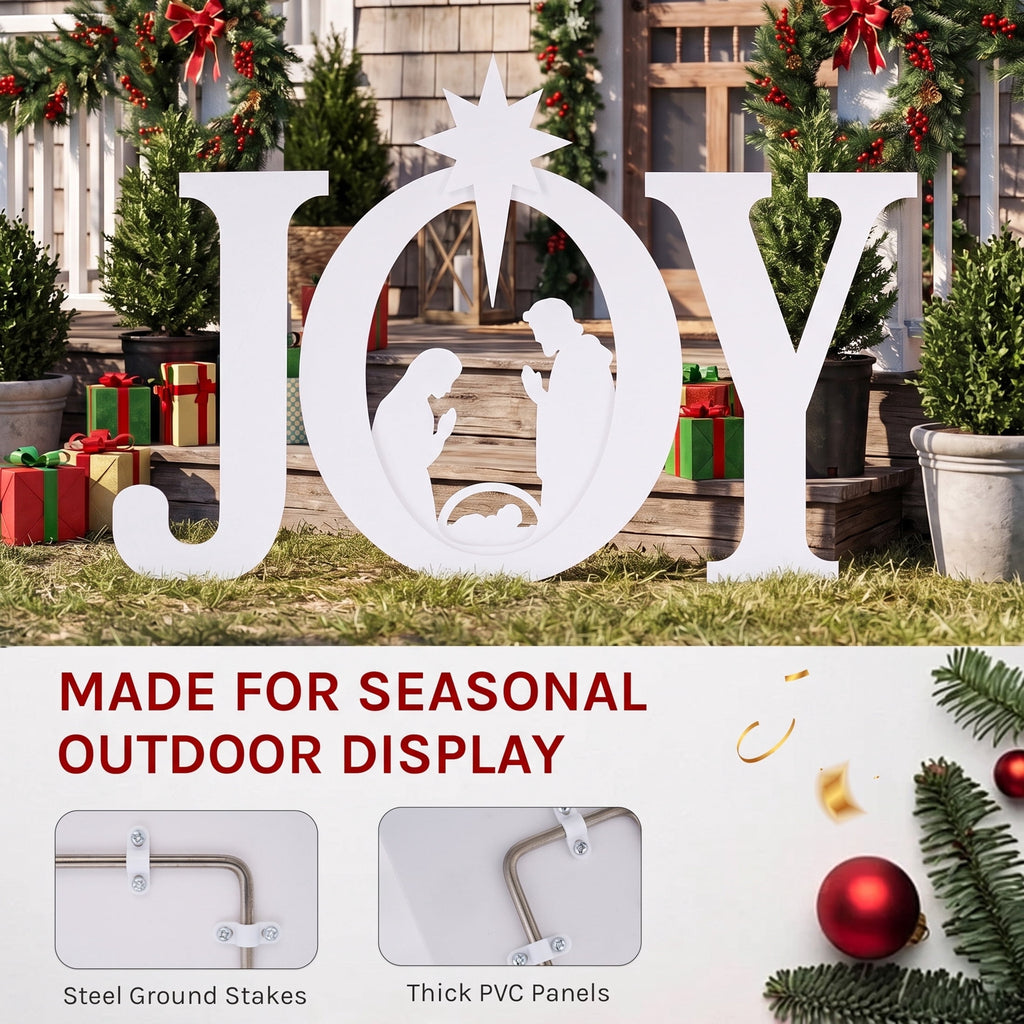 CONCETTA Outdoor JOY Christmas Nativity Decoration for Yard, Red White