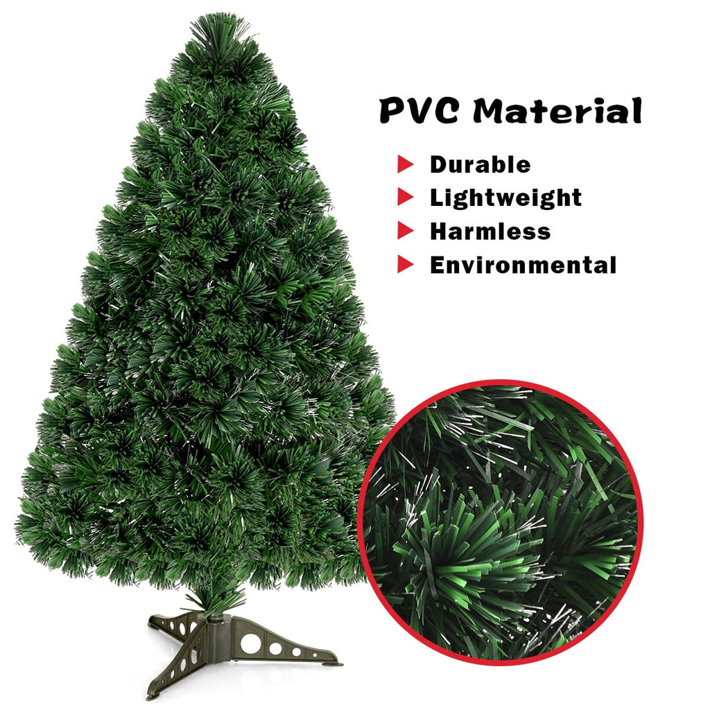 Costway 6Ft Pre-Lit Fiber Optic PVC Christmas Tree Metal Holiday