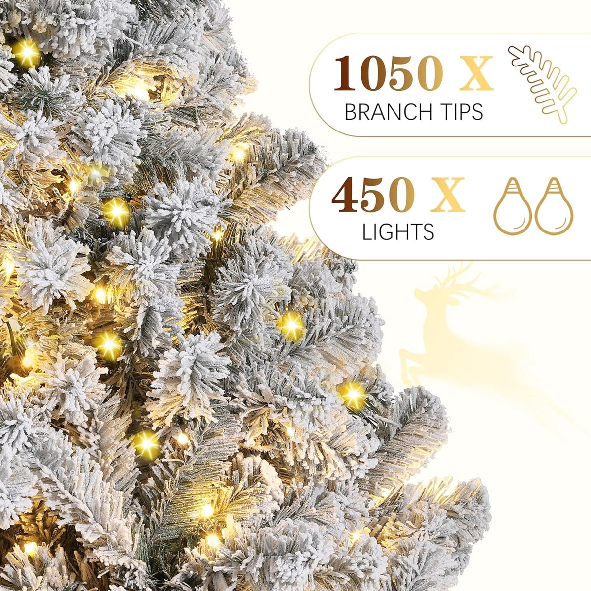 9FT Premium Spruce Artificial Christmas Tree, Pre-Lit with Realistic Hinged Branches, Heavy-Duty Foldable Metal Stand for Home, Office & Large Space Holiday Display