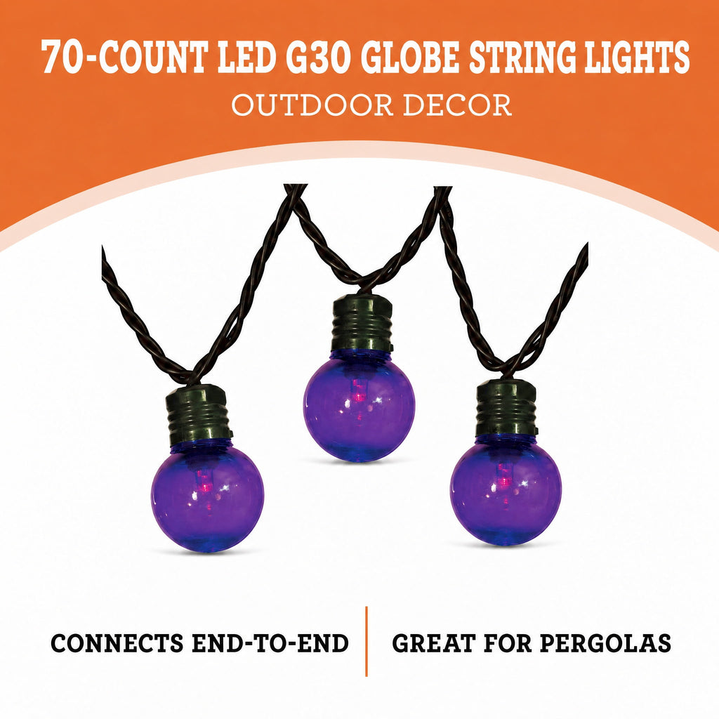 Indoor/Outdoor 70-Count LED G30 Globe String Lights, Multicolor, 21', Halloween by Way To Celebrate