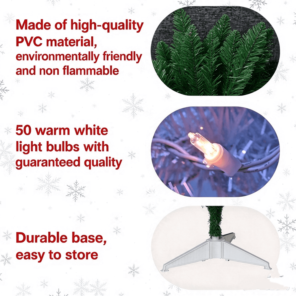 Cowin 4ft Artificial Christmas Tree,Pre-lit Tinsel Pine Spruce Tree, Small Xmas Tree for Home, Office and Party,White