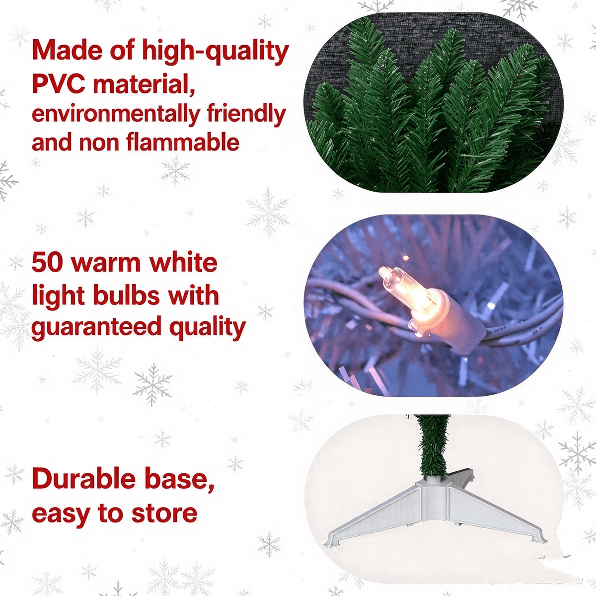 Cowin 4ft Artificial Christmas Tree,Pre-lit Tinsel Pine Spruce Tree, Small Xmas Tree for Home, Office and Party,White