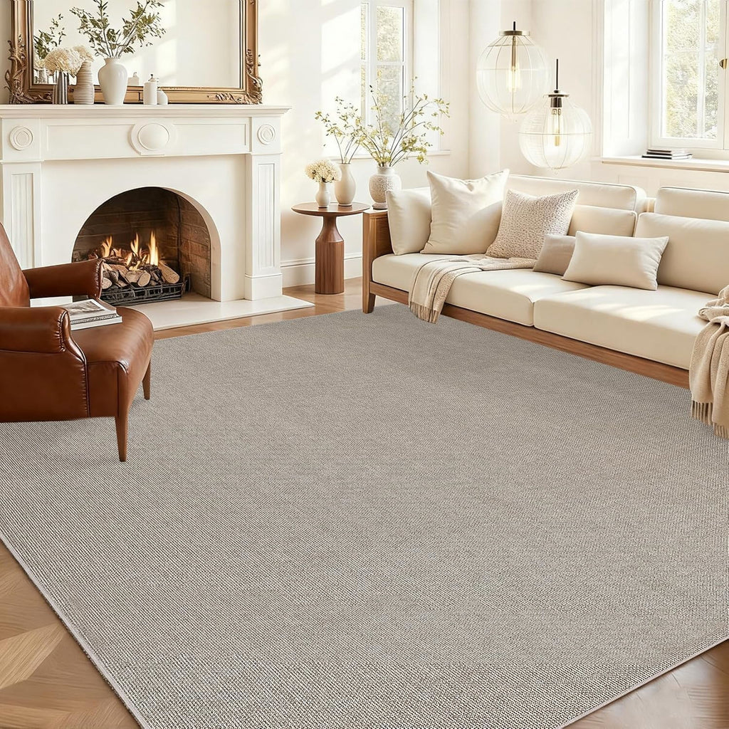 6 x 9 ft Washable Area Rug, Modern Woven Textured Rug, Soft Low Pile Non Slip Non Shedding Rug for Living Room Bedroom Dining Room - Dark Brown
