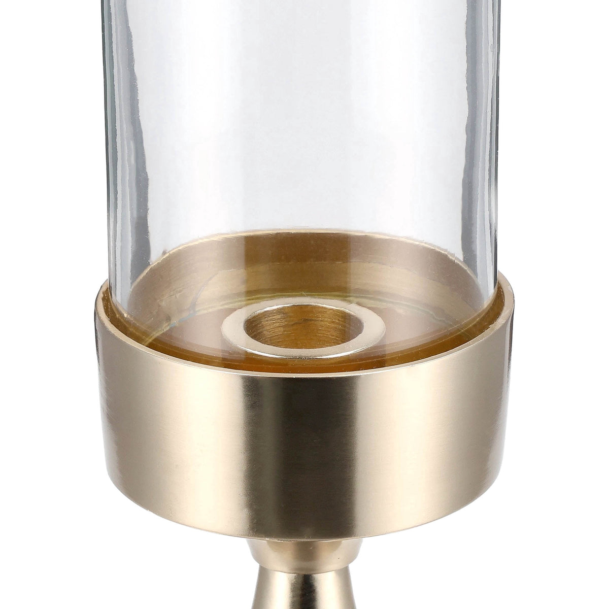 My Texas House Metal and Glass Clear Candle Holder, 12"