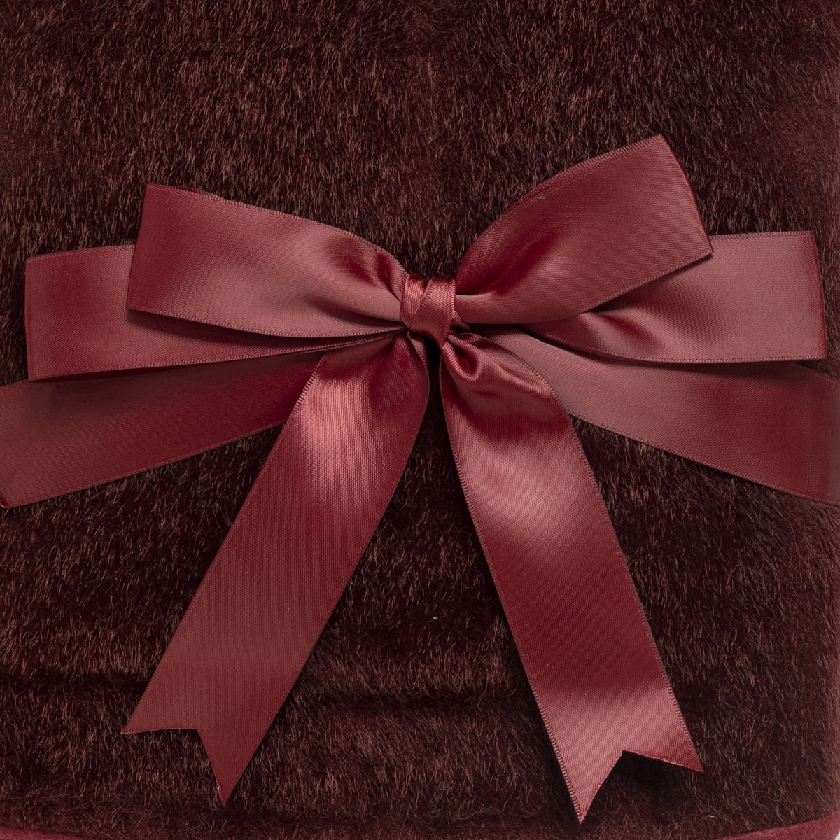 Mohair Christmas Tree Skirt with Ribbon Bow, Burgundy, 48", by Holiday Time