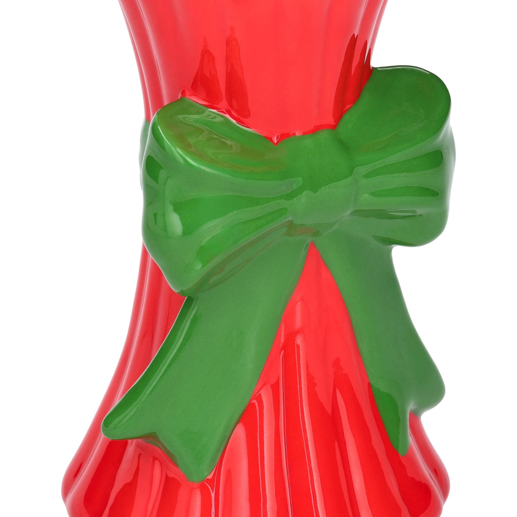 Red and Green Ceramic Christmas Taper Candle Holder, 5.5", by Holiday Time