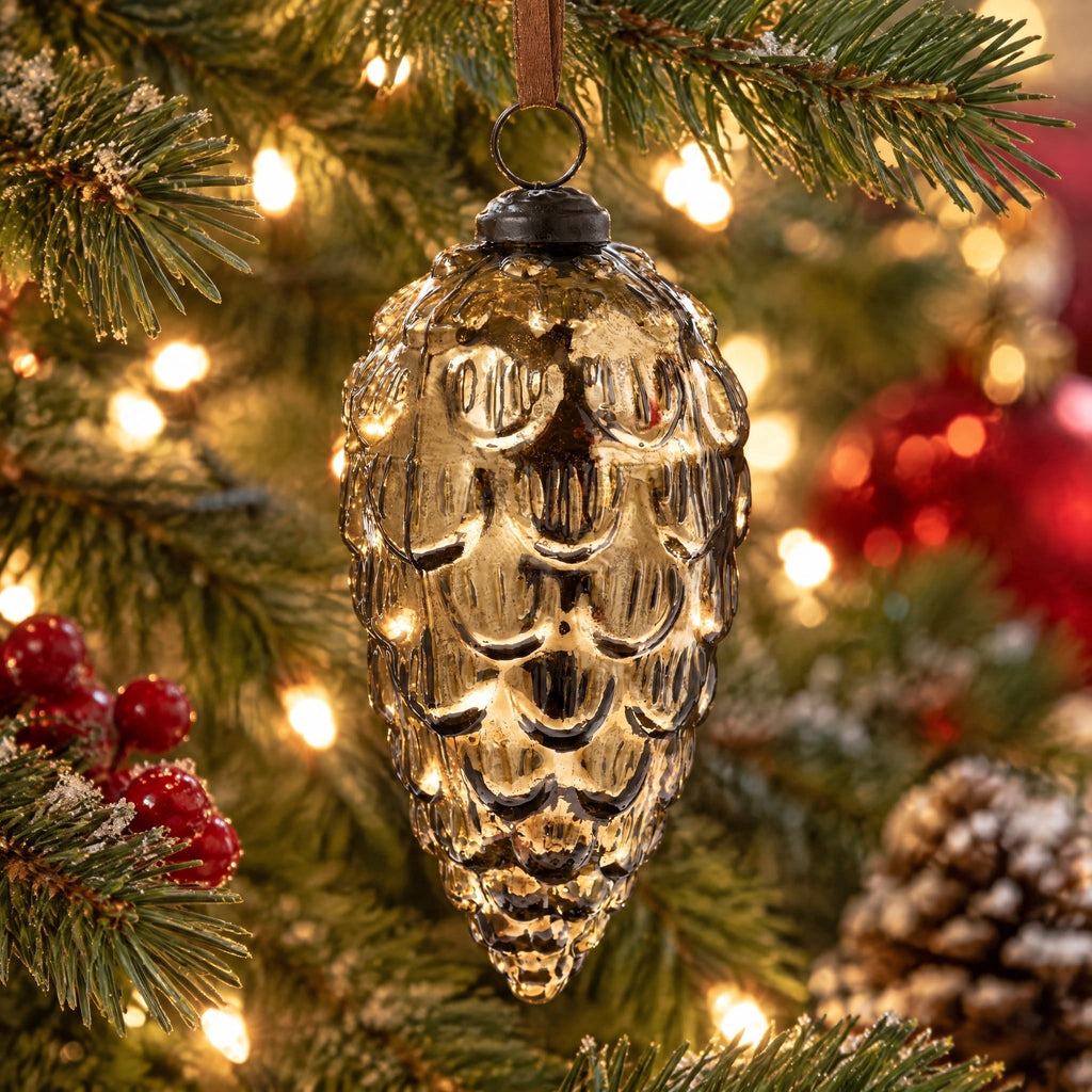 Bronze Glass Pinecone Christmas Ornament, 5", by Holiday Time