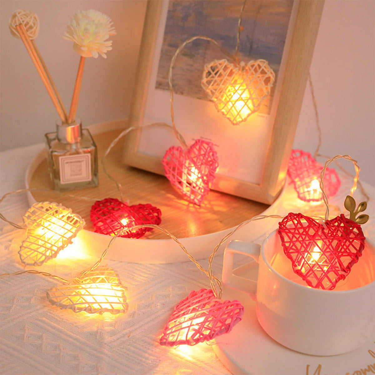 XGFHYJEH 5ft Valentines Day Decorations, Valentines Day Lights, Valentines String Lights, Valentine's Day Decor, Heart String Lights, Battery Operated