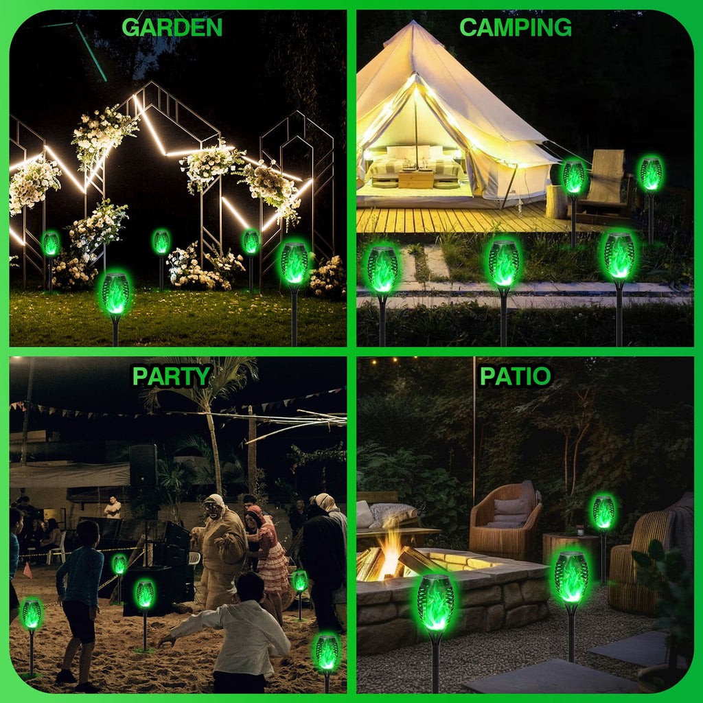 Solar Torch Lights with Flickering Flame, Solar Flickering Lights, 4 Pack Solar Lights Outdoor Waterproof Solar Pathway Lights Landscape Lighting for Garden Lawn Patio Yard Outdoor Decorations