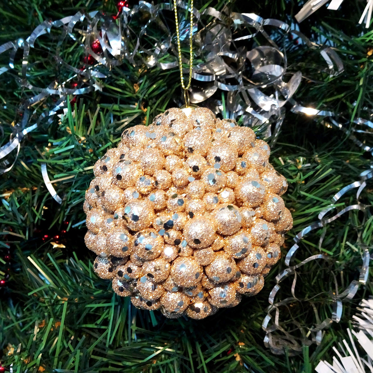 4-Count Gold Berry Balls Christmas Ornaments, 4", by Holiday Time
