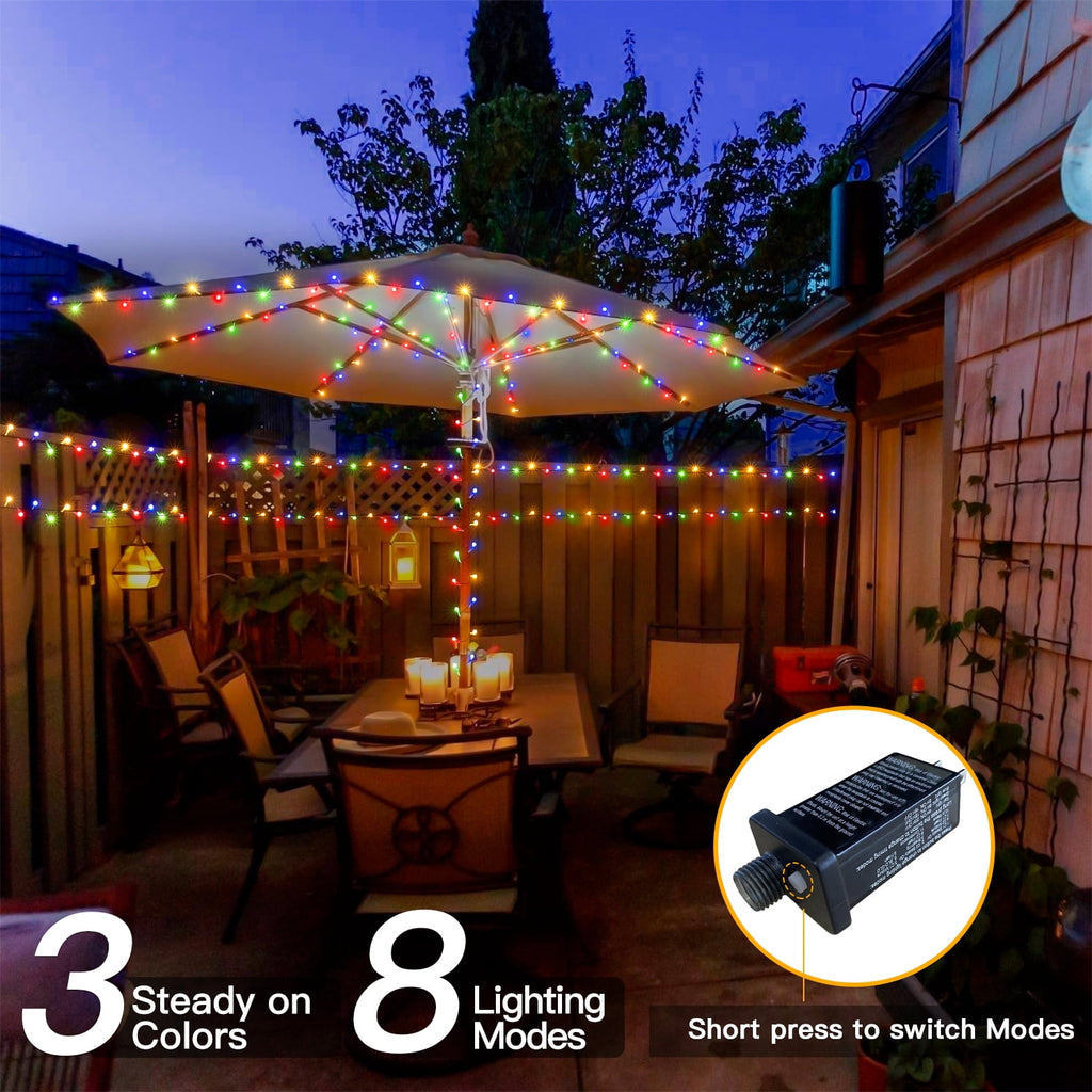 Ollny 66ft 200 LED Christmas String Lights, 11 Lighting Modes 3 Timing Waterproof Indoor Outdoor Color Changing Christmas Lights for Decorations