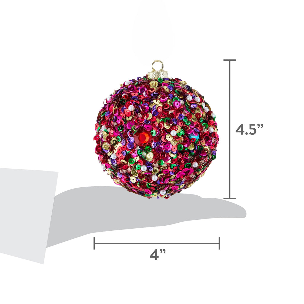4-Count Multicolor Sequin Ball Christmas Ornaments, 4.5", by Holiday Time