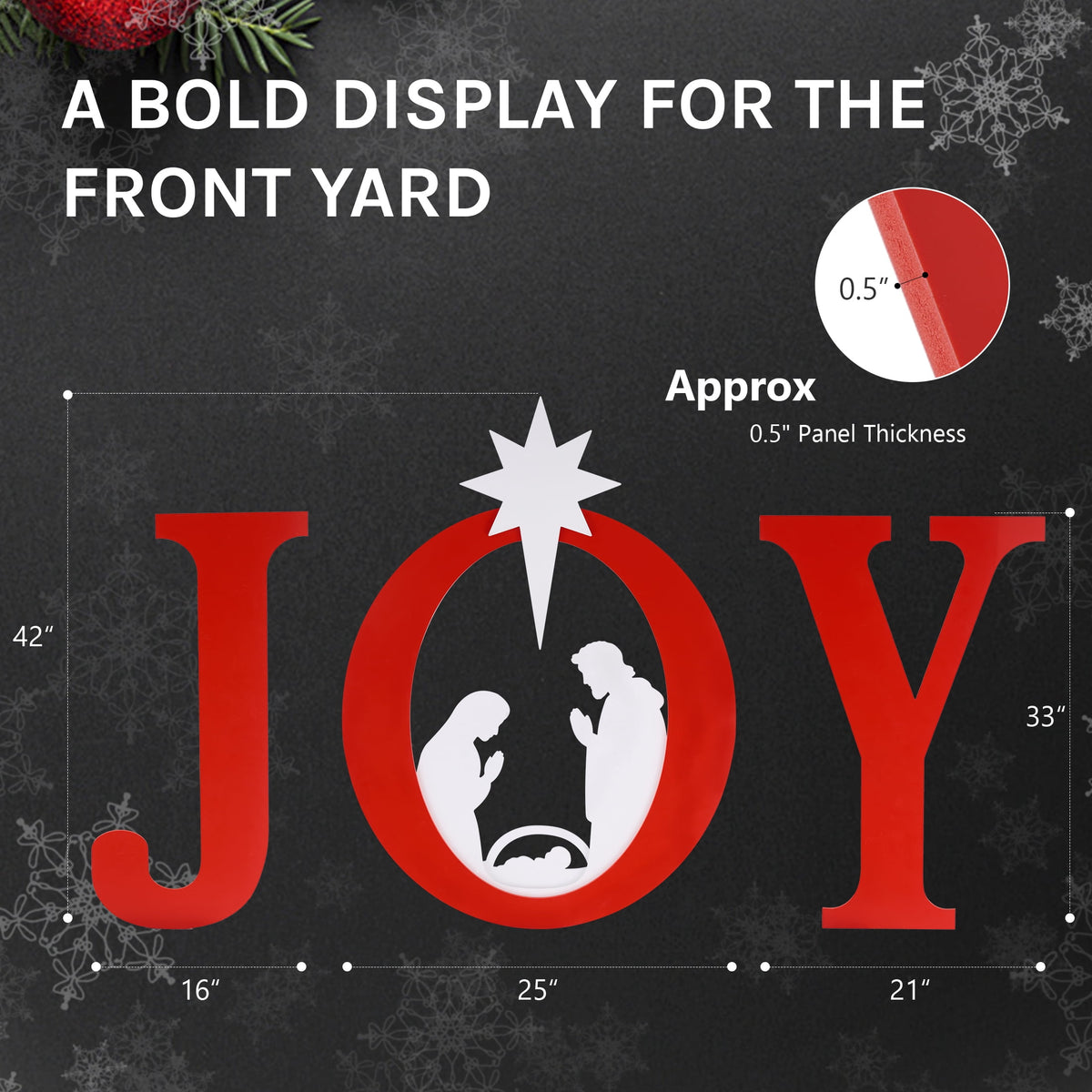 CONCETTA Outdoor JOY Christmas Nativity Decoration for Yard, Red White