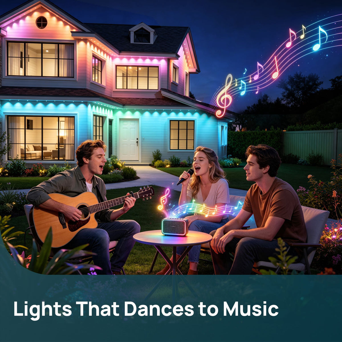 Linkind Smart Permanent Outdoor Lights Pro 100ft with 72 Lights, Color-Changing LED Strip Lights, Matter Compatible, IP67 Waterproof, WiFi + Bluetooth, Patio, Garden Decor, Holiday Lighting