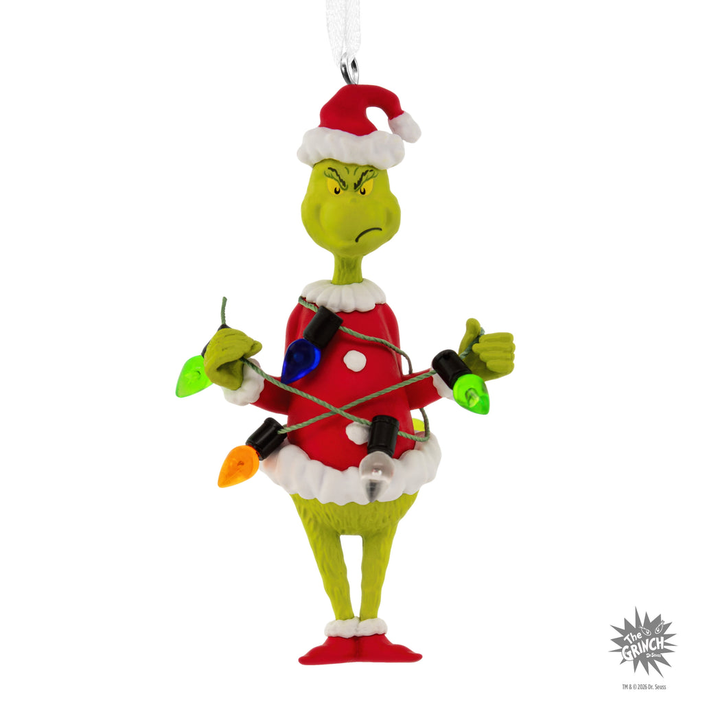 Hallmark Christmas Ornament (Grinch With String Lights), 1 Count