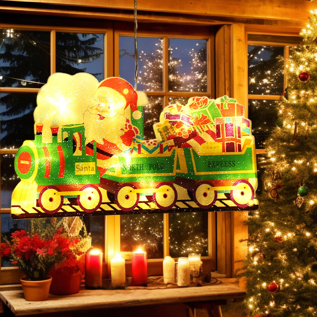 RXIRUCGD Christmas Window Hanging Lights Decorations, Christmas Window Lights with Suction Cup, Battery Operated Hanging Christmas Window Lights Indoor for Xmas Tree Fireplace Door Window Decor