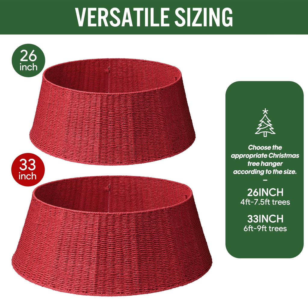 Ayieyill 26 inch Christmas Tree Collar, Christmas Tree Skirt Cover for Christmas Tree Decorations | Rattan (Natural)