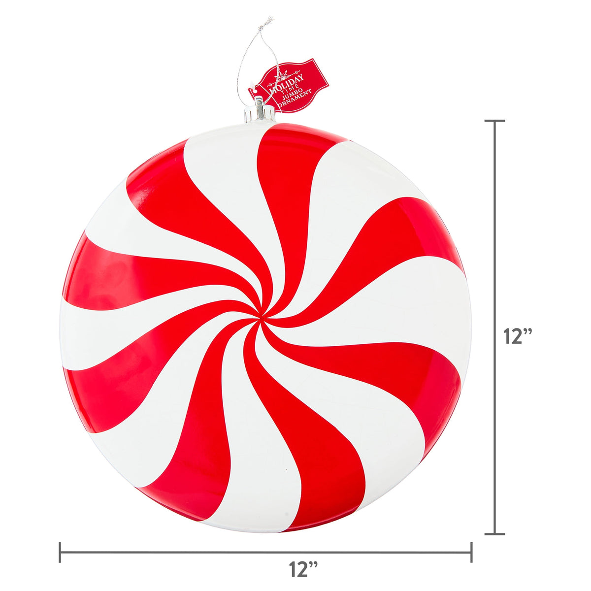 Red and White Jumbo Stripe Candy Christmas Ornament, 12", by Holiday Time