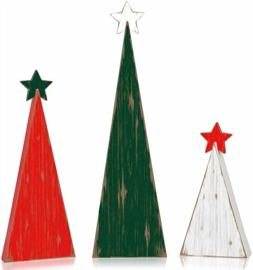 3 Piece Wooden Christmas Tree Tabletop Decorations
