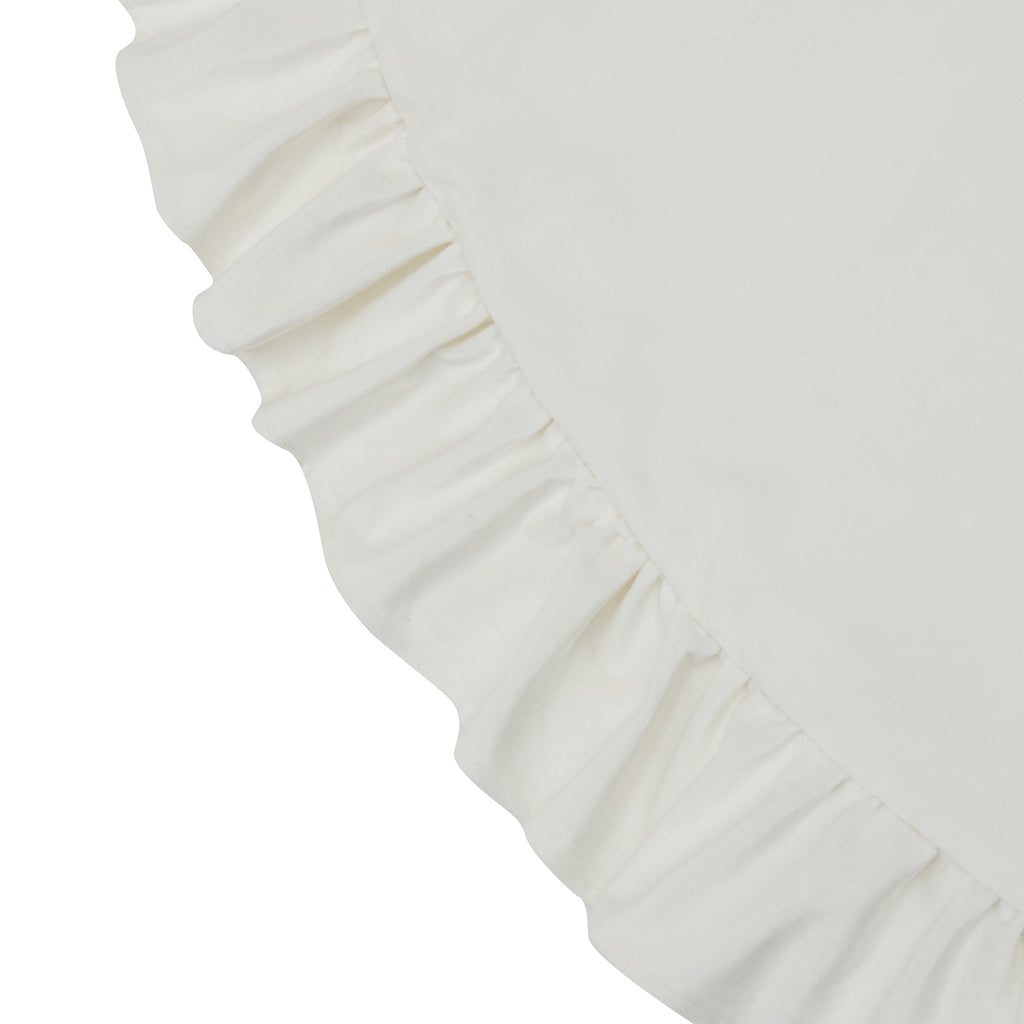 My Texas House Ruffle Ivory Velvet Christmas Tree Skirt, 60"