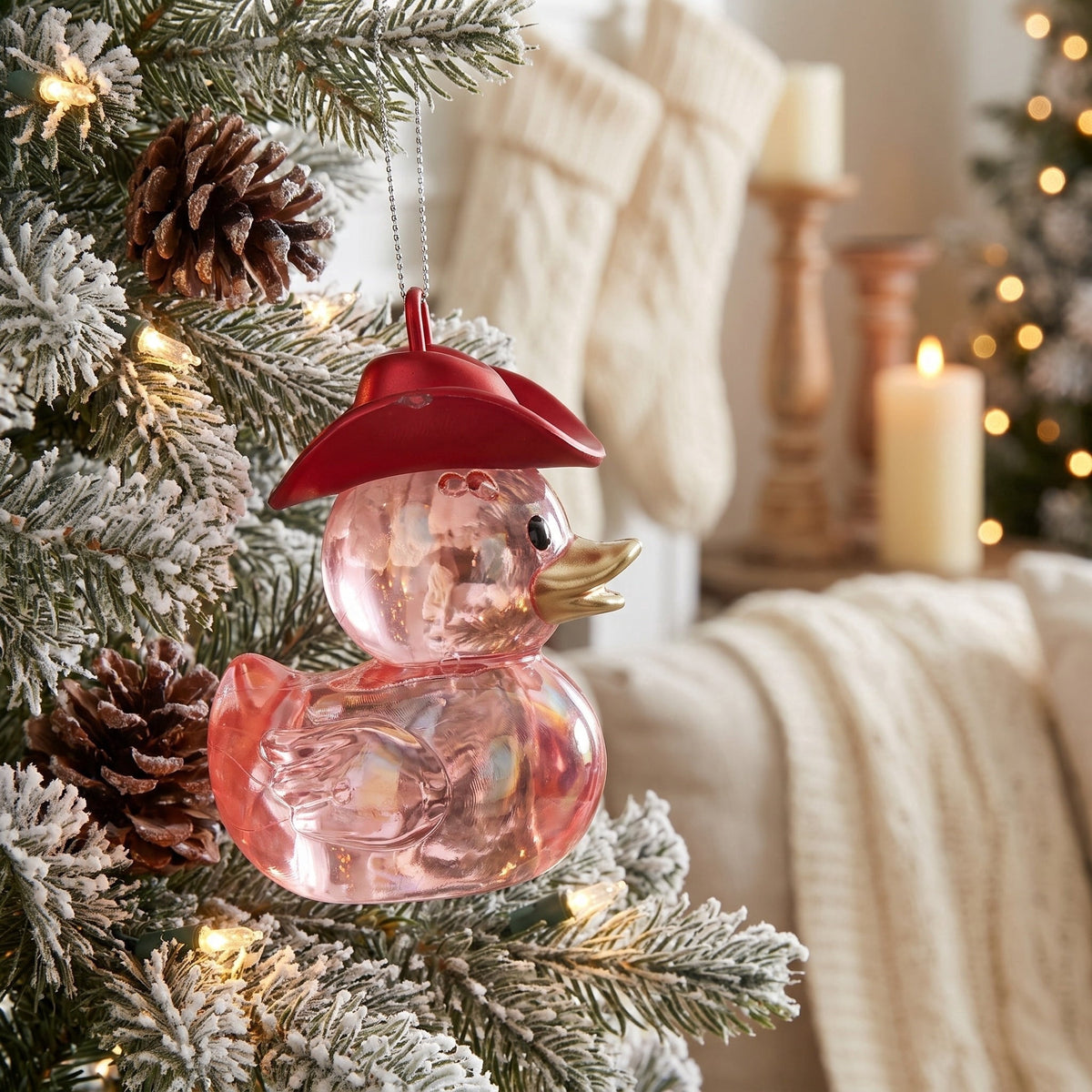 Pink Rubber Duckie with Cowboy Hat Christmas Ornament, 3", by Holiday Time