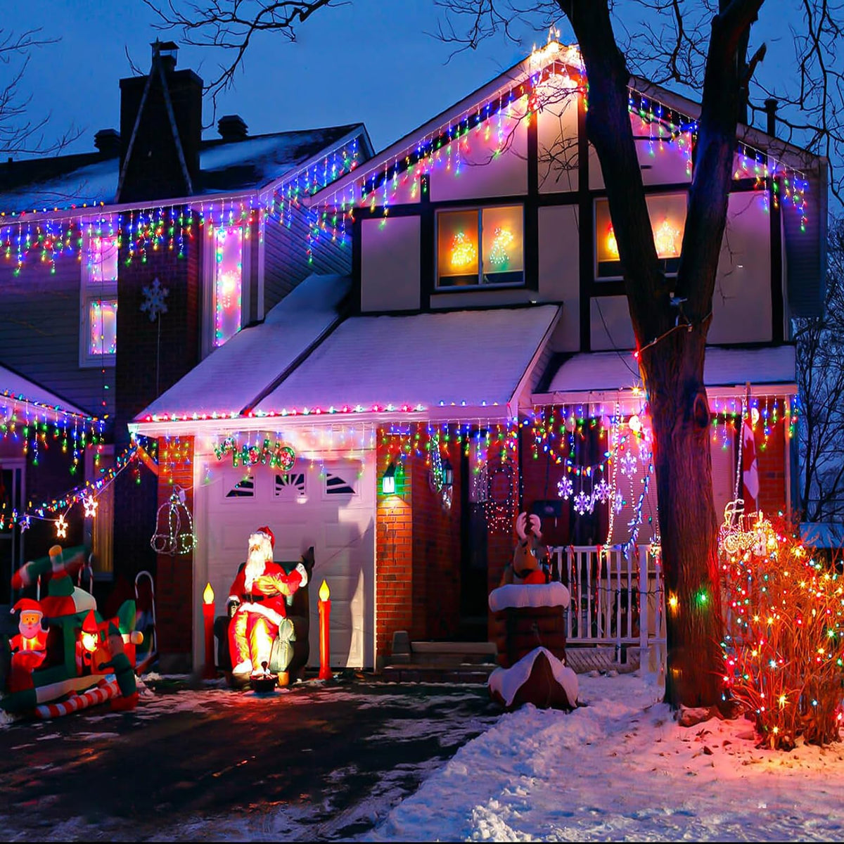 Christmas Icicle Lights Outdoor Decorations 120 LED 13ft Curtain Fairy String Light, Clear Wire LED String Light Indoor Decor for Wedding Party Christmas Holiday Decor