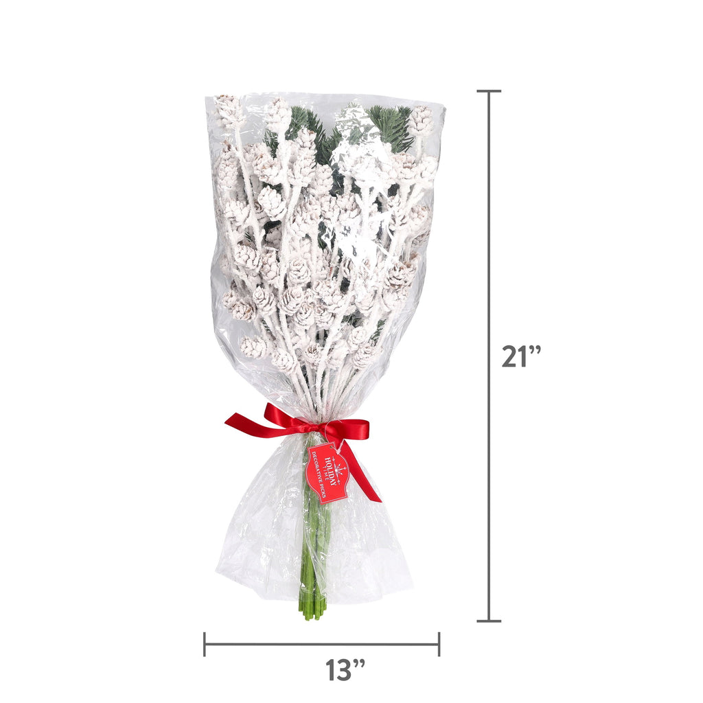 Snow-Flocked White Pinecones and Greenery Decorative Christmas Picks, 21", by Holiday Time