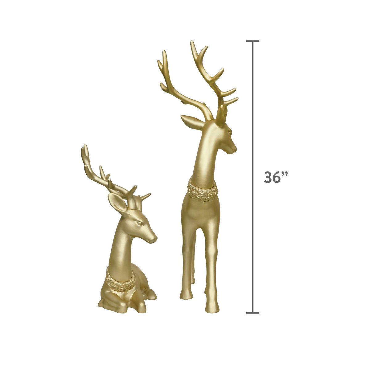 Blow Mold Deer Indoor/Outdoor Christmas Decoration, Gold, Set of 2, by Holiday Time