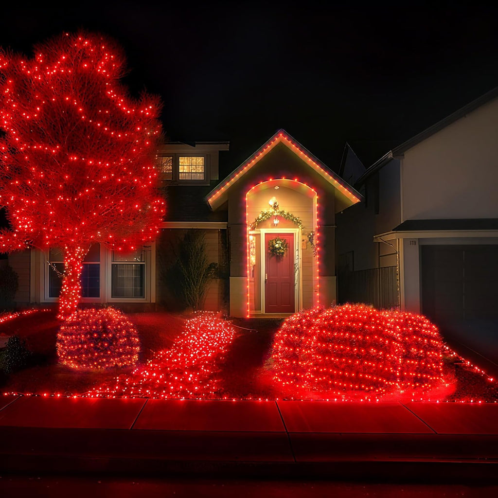 Christmas Net Lights Outdoor, 192 LED 9.8Ft x 6.6Ft Net Lights, Waterproof Christmas Outdoor Mesh Lights for Tree Bushes Holiday Party Garden, Holiday Wedding Party Decorations