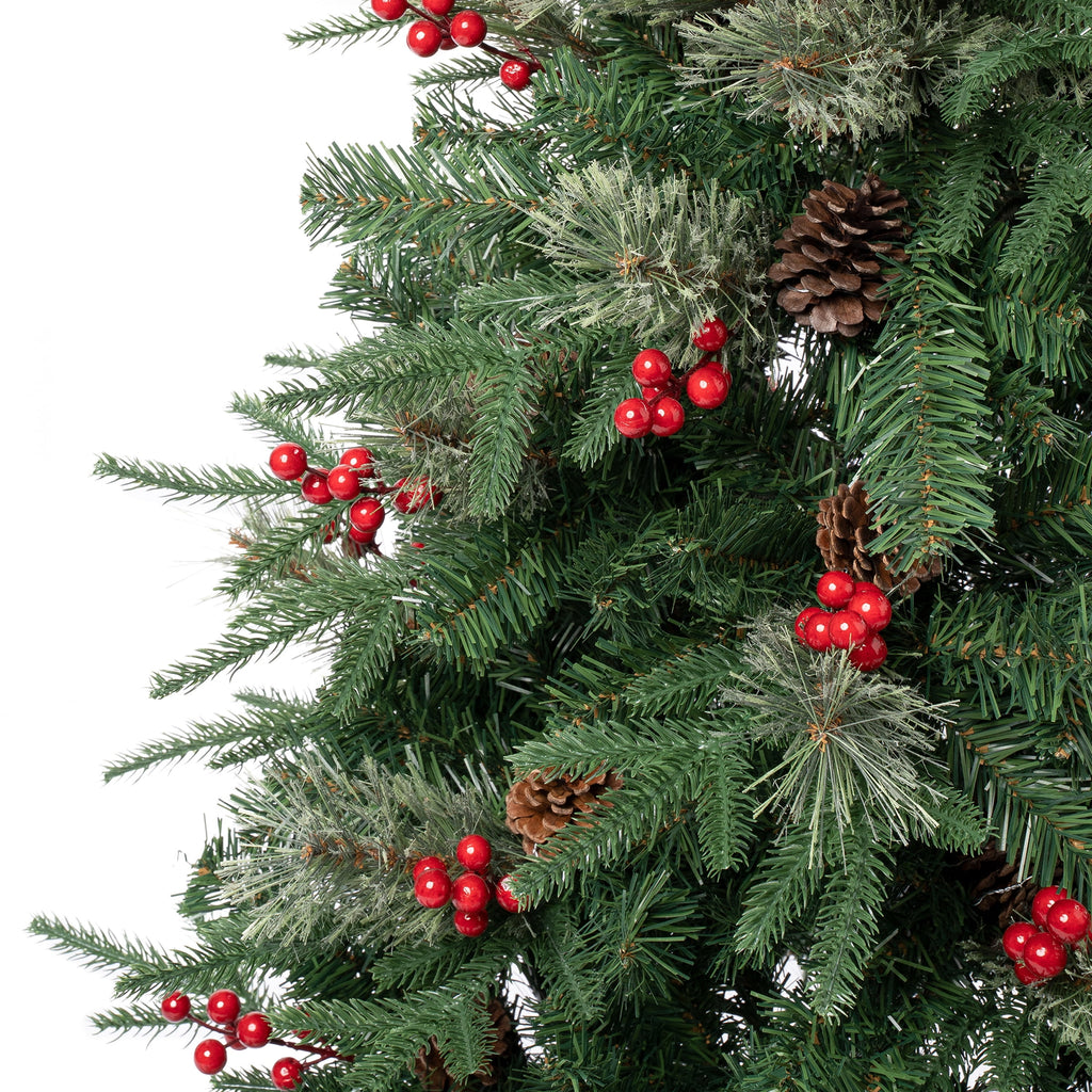 National Tree Company 4.5 ft. Feel Real® Artificial Christmas Tree, Green, Virginia Pine, Red Berries, Pine Cones, Includes Stand