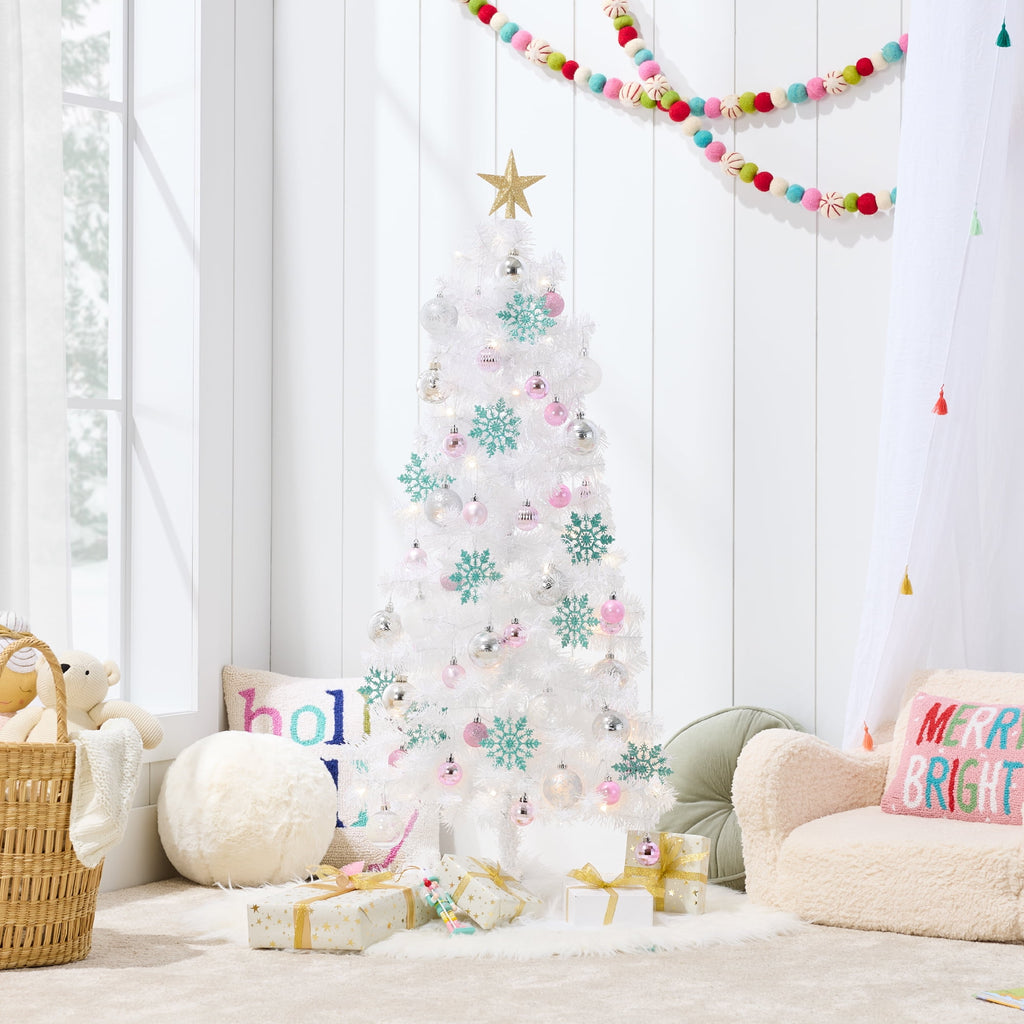 Best Choice Products 4ft Prelit Colored Christmas Tree, Artificial Tree Holiday Decor w/ 70 LED Lights - Baby Blue Tinsel