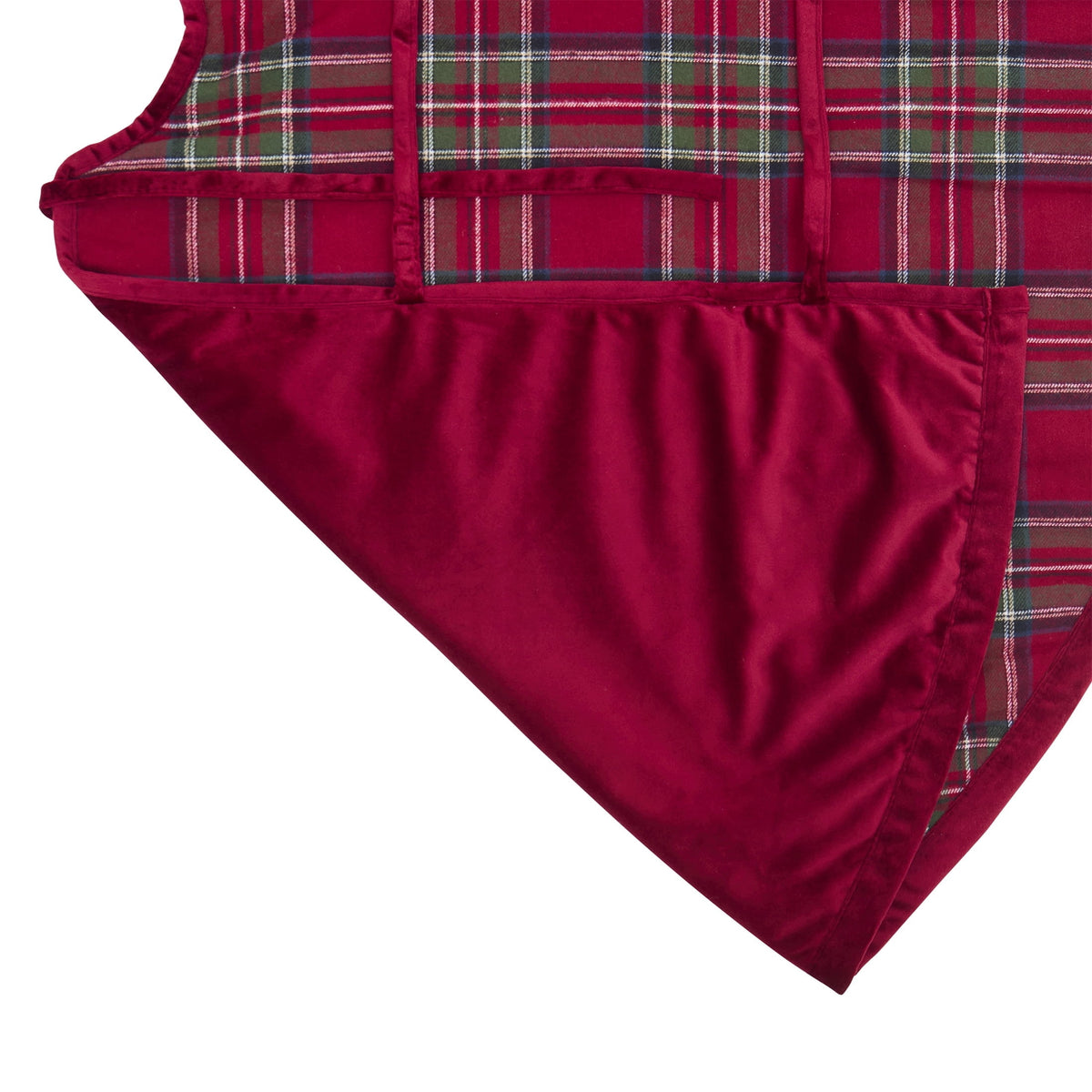 My Texas House Angie Plaid Christmas Tree Skirt, Red, 52"