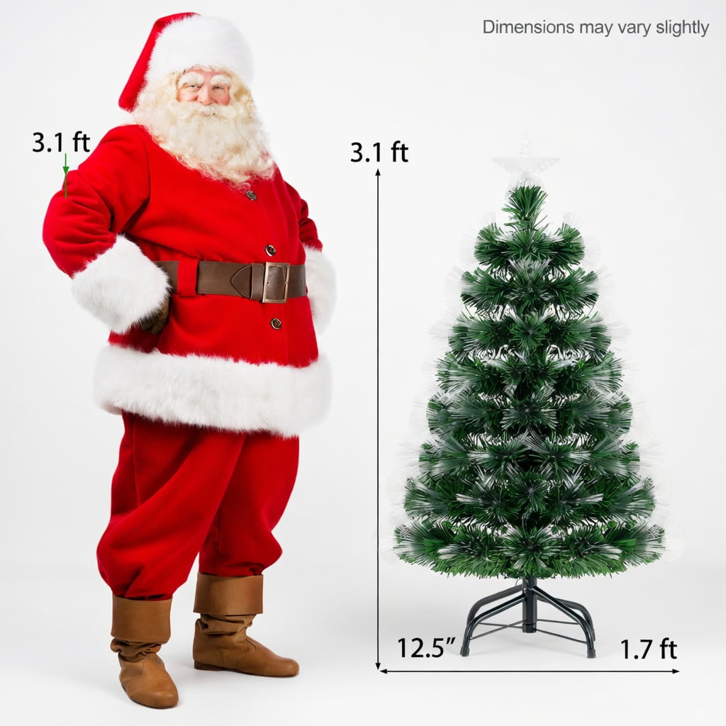Resenkos 3-Ft Fiber Optic Artificial Christmas Tree with Star Topper - Green