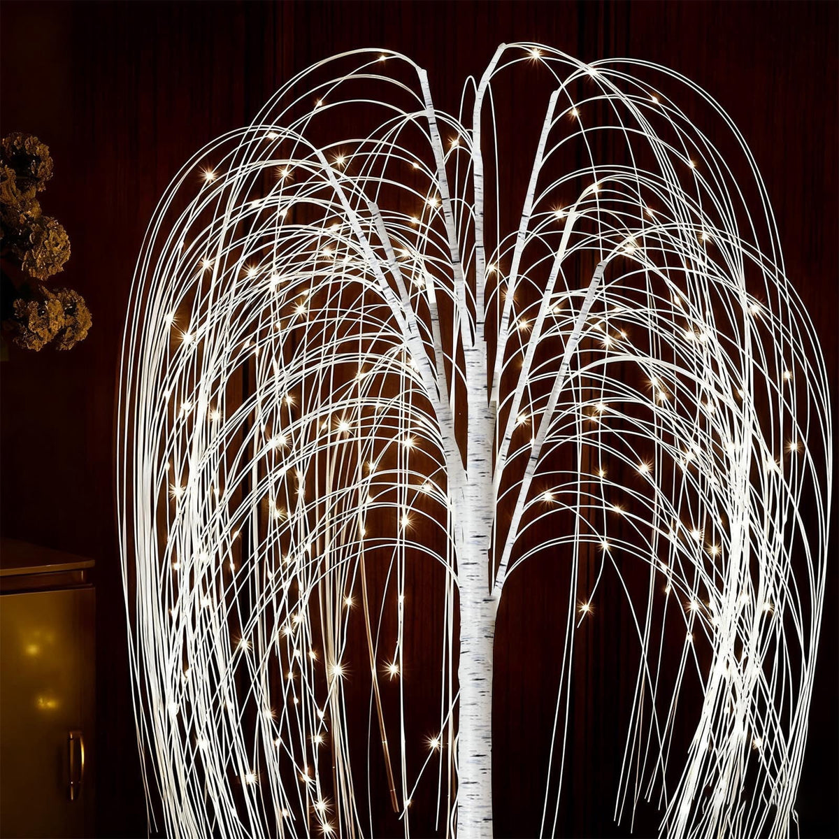 Dreisshy Artificial Christmas Twinkling Trees, 180 LED Willow Tree Lights, Fiber Optic Lights, Willow Christmas Tree Light for Indoor Party Home, Christmas Decorations, color