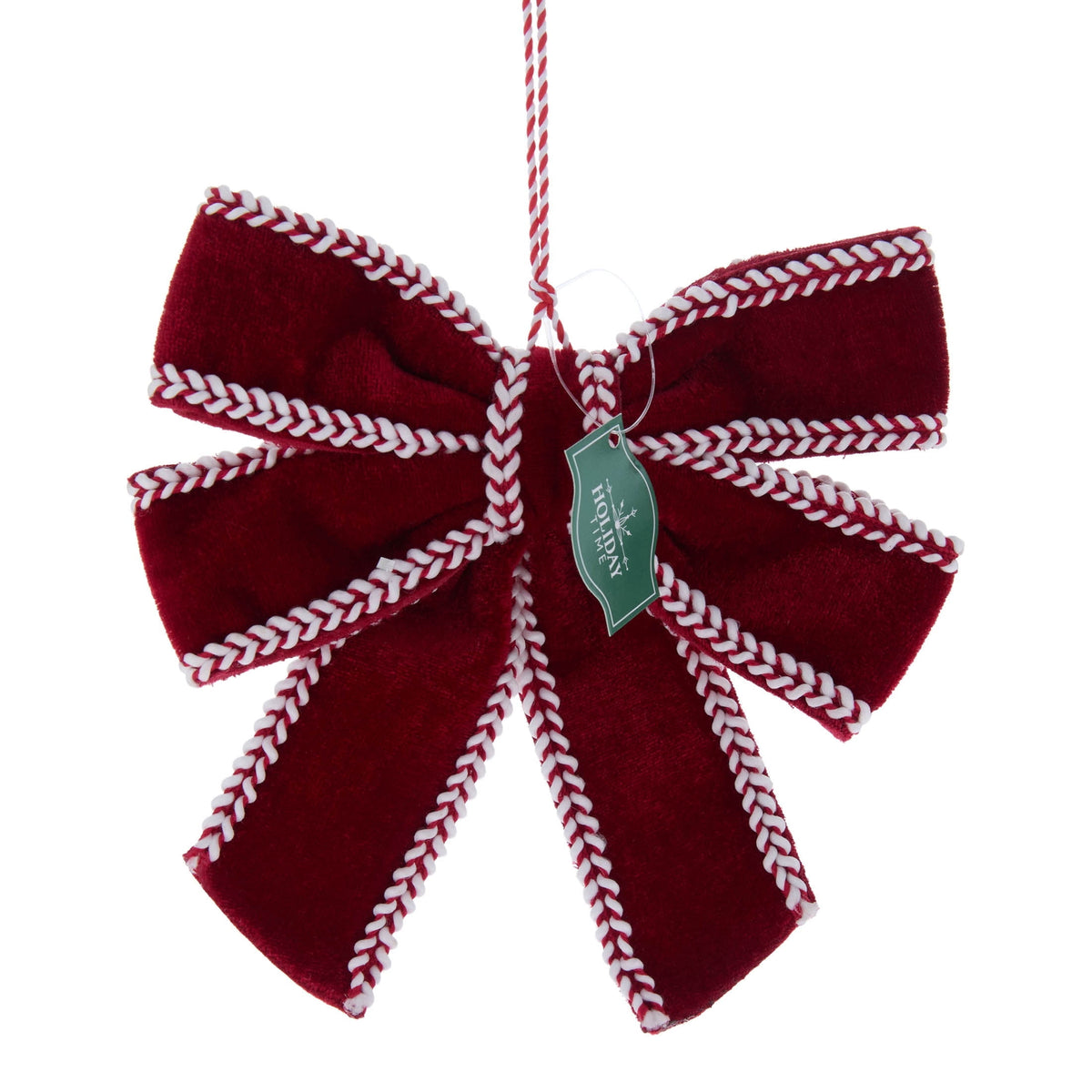 Red and White Velvet Bow Christmas Ornament, 6.3", by Holiday Time