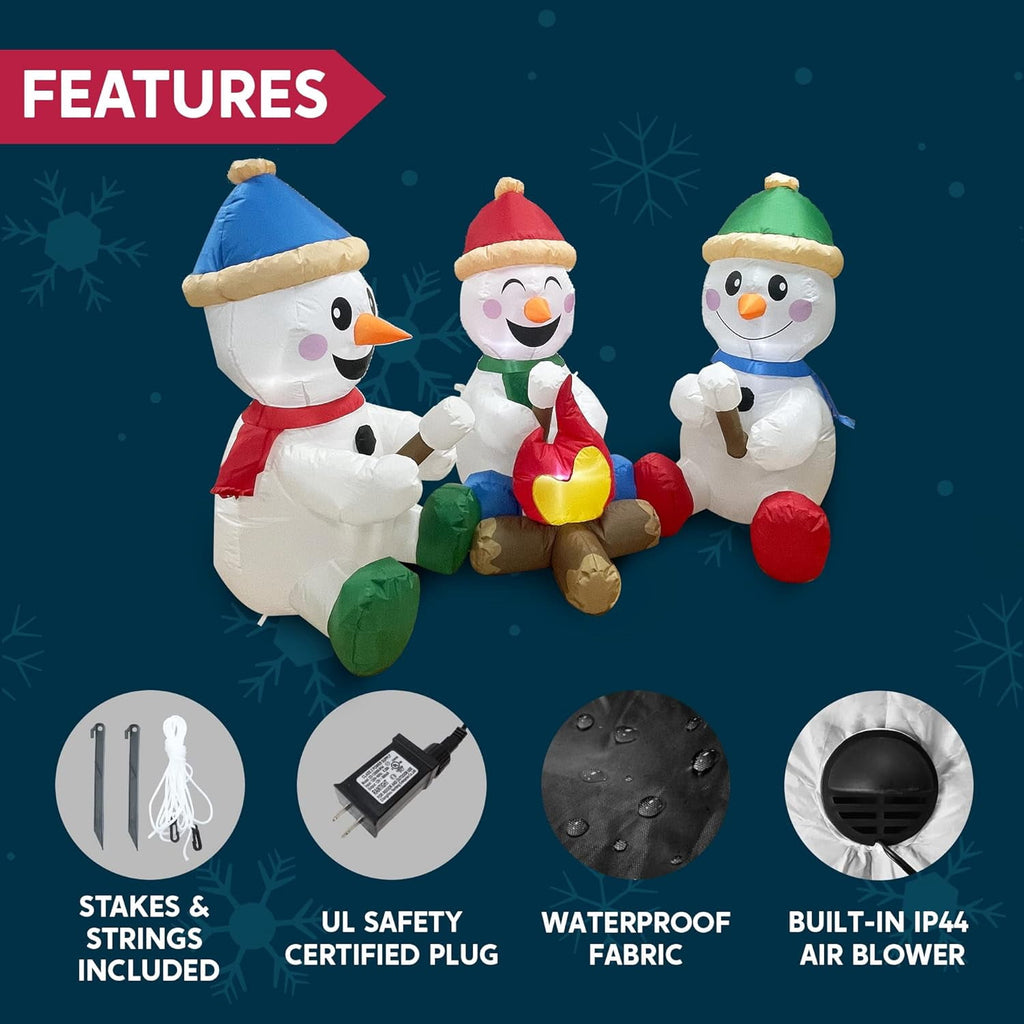 Joyfy 6 FT Christmas Inflatables Snowman Outdoor Decorations,Snowman Christmas Blow Ups Yard Christmas with Built-in LEDs for Holiday Party Garden Lawn Decor