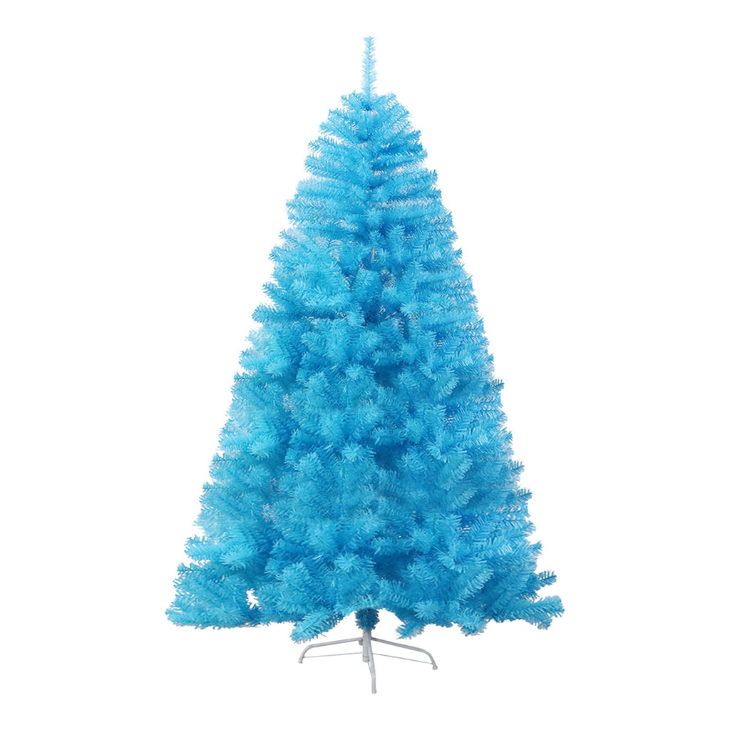 7Ft Blue Hinged Spruce Artificial Christmas Tree Premiums Unlit Full PVC Pine Needle Xmas Tree With 1000 Branch Tips And Metal Base Stand Easy Assembly Holiday Decor for Home Party Indoor