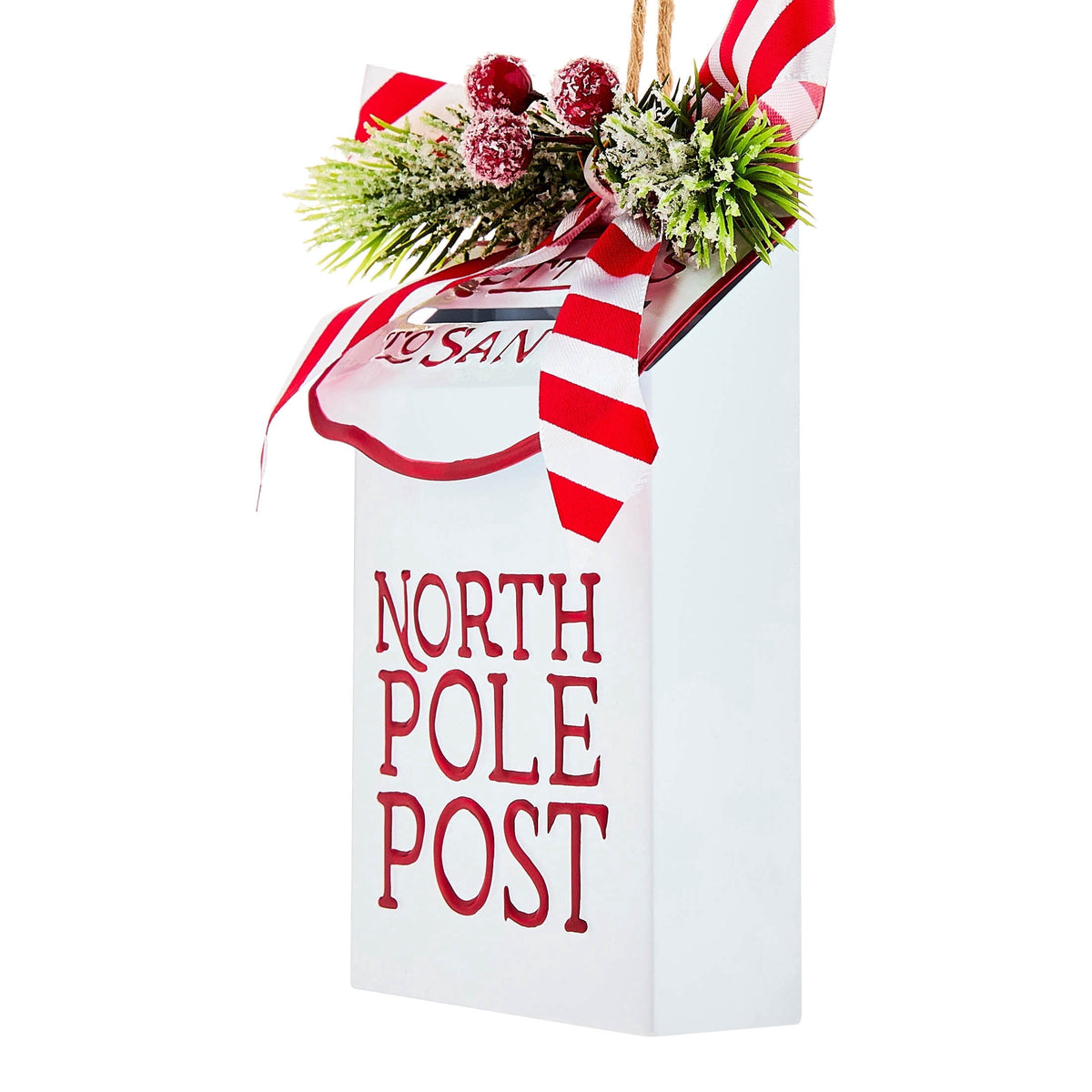 Multicolor Metal North Pole Post Mailbox Christmas Ornament, 6", by Holiday Time