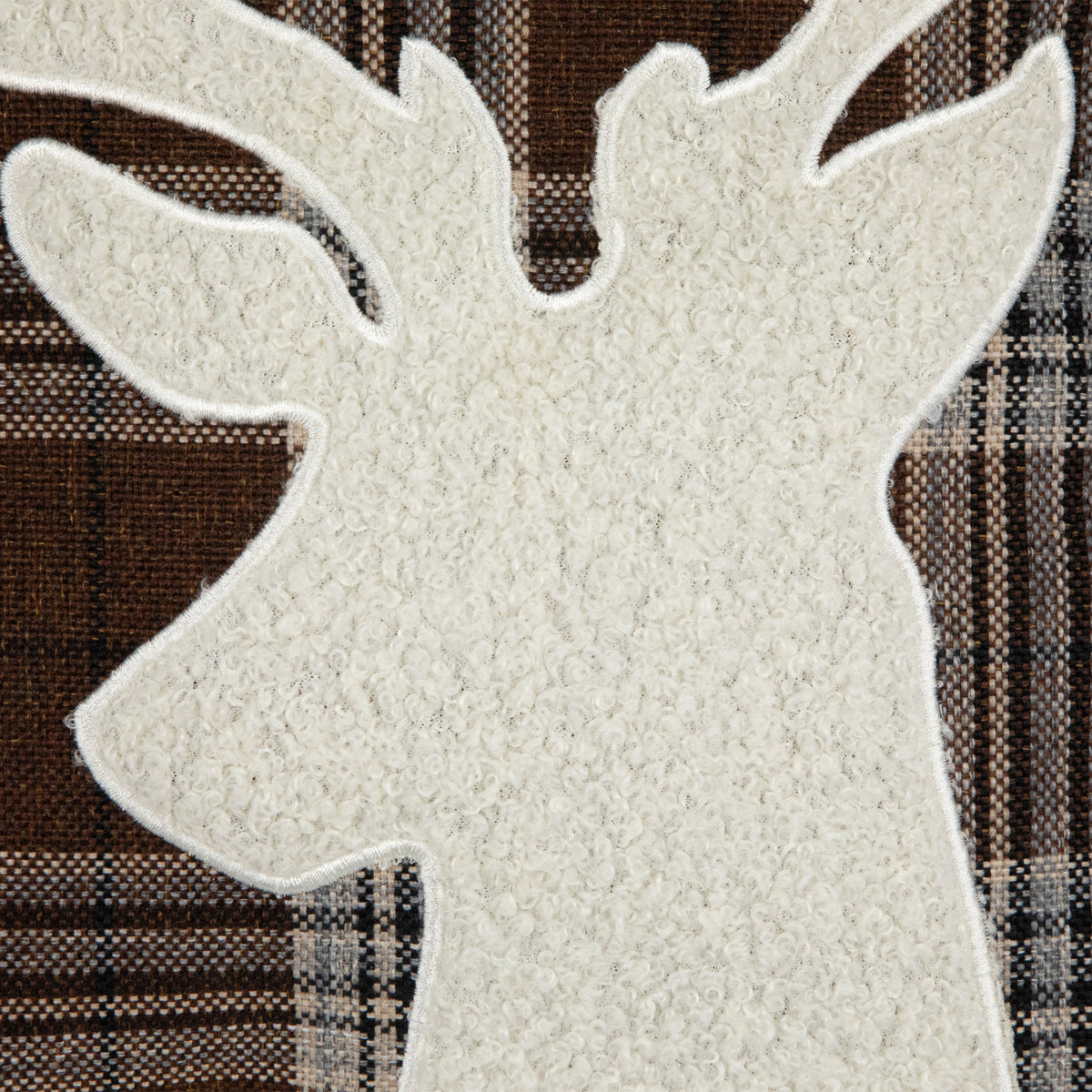 Northlight 16.5" Brown Plaid Stag Christmas Throw Pillow