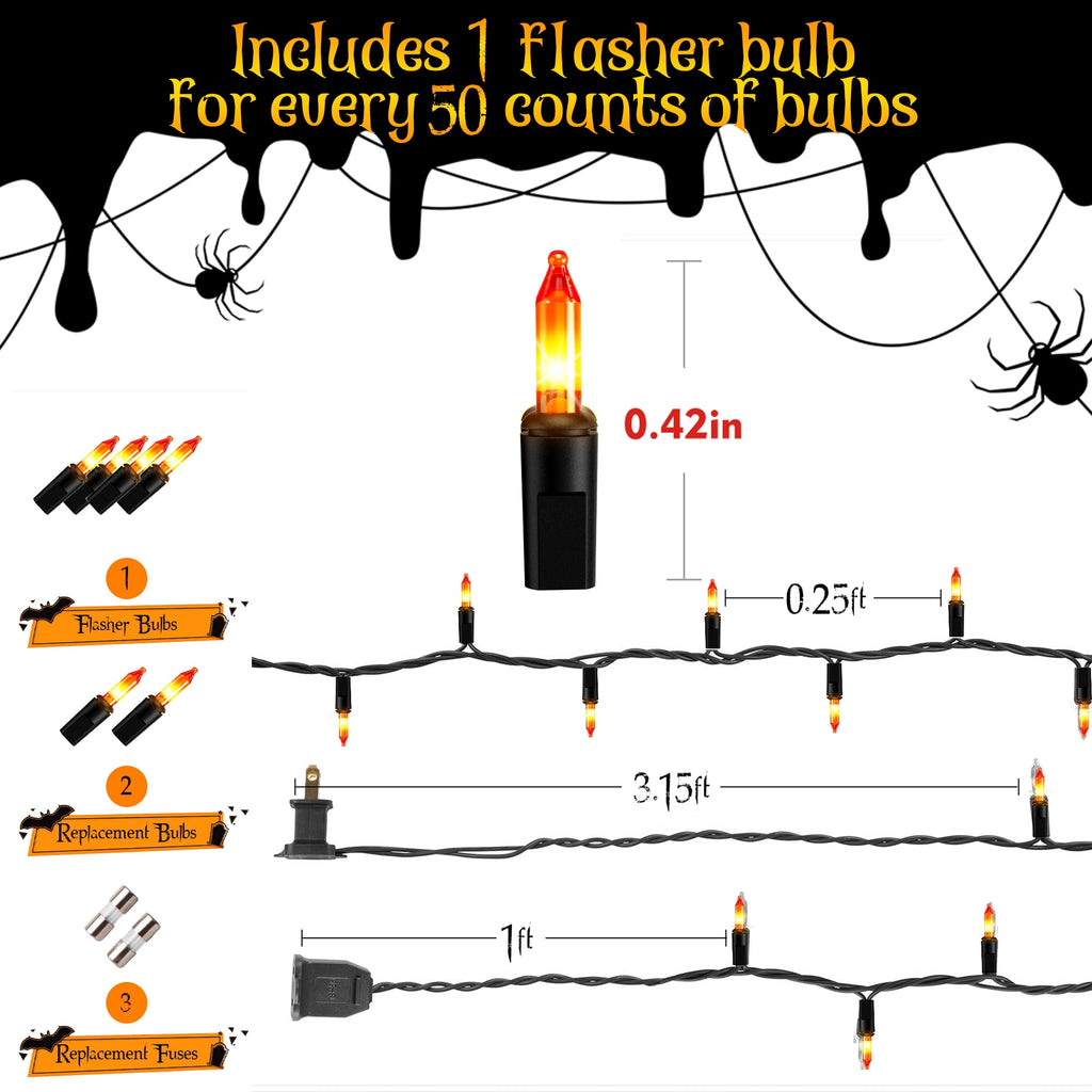 DAYBETTER Halloween String Lights, 32.8ft 100ct Incandescent Mini Lights, with 100 Count Purple Waterproof Bulbs, for Party, Yard, Christmas Tree, Halloween Decorations