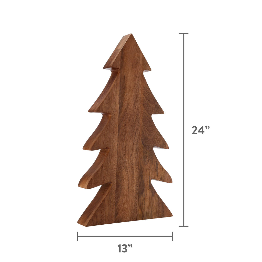 Holiday Time Wood Decorative Christmas Tree, Dark Natural Finish, Outdoor Porch Decor, 24 in
