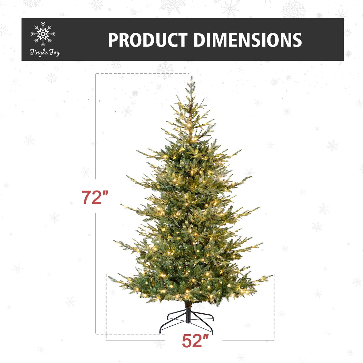 Jingle Joy Blue Ridge Premium Pine Christmas Tree LED Prelit 8 Light Functions, Full Coverage with Dense Branches, Metal Base (9 ft)