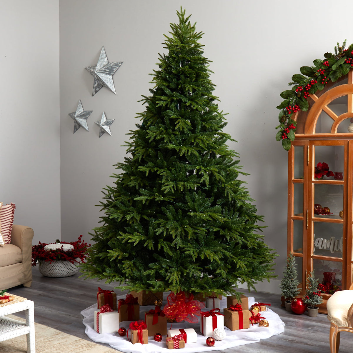 Nearly Natural 8ft Colorado Mountain Fir Natural Look Christmas Tree w/ 700 LED