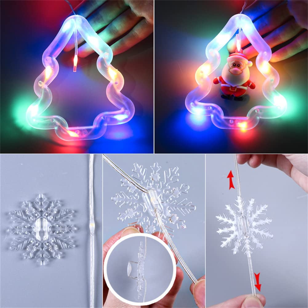 WILLED Christmas String Lights, 120 LED Window Curtain Lights with Christmas Ornaments, 9.8ft USB Powered Warm White Waterproof Fairy Lights Indoor Outdoor for Xmas Tree Patio Garden Party Home Decor
