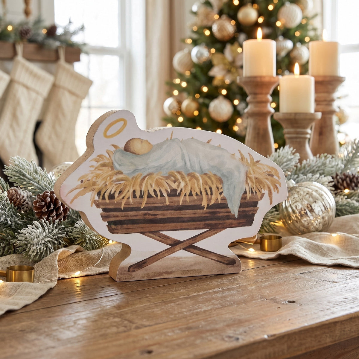 Jesus in Manger Christmas Decoration, Multicolor, 5.8" x 4", by Holiday Time