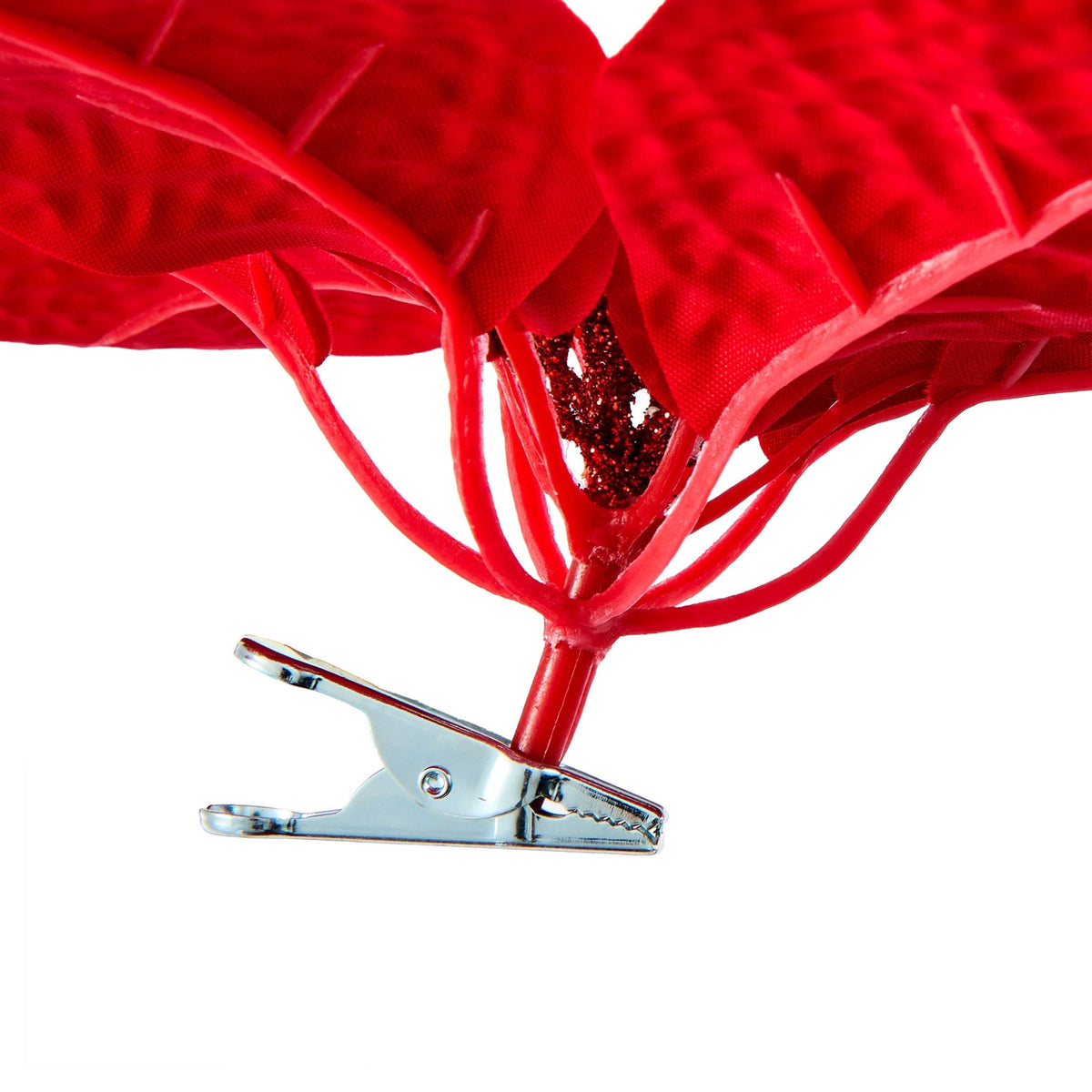 Red Velvet Poinsettia Christmas Clip Ornament, 11", by Holiday Time