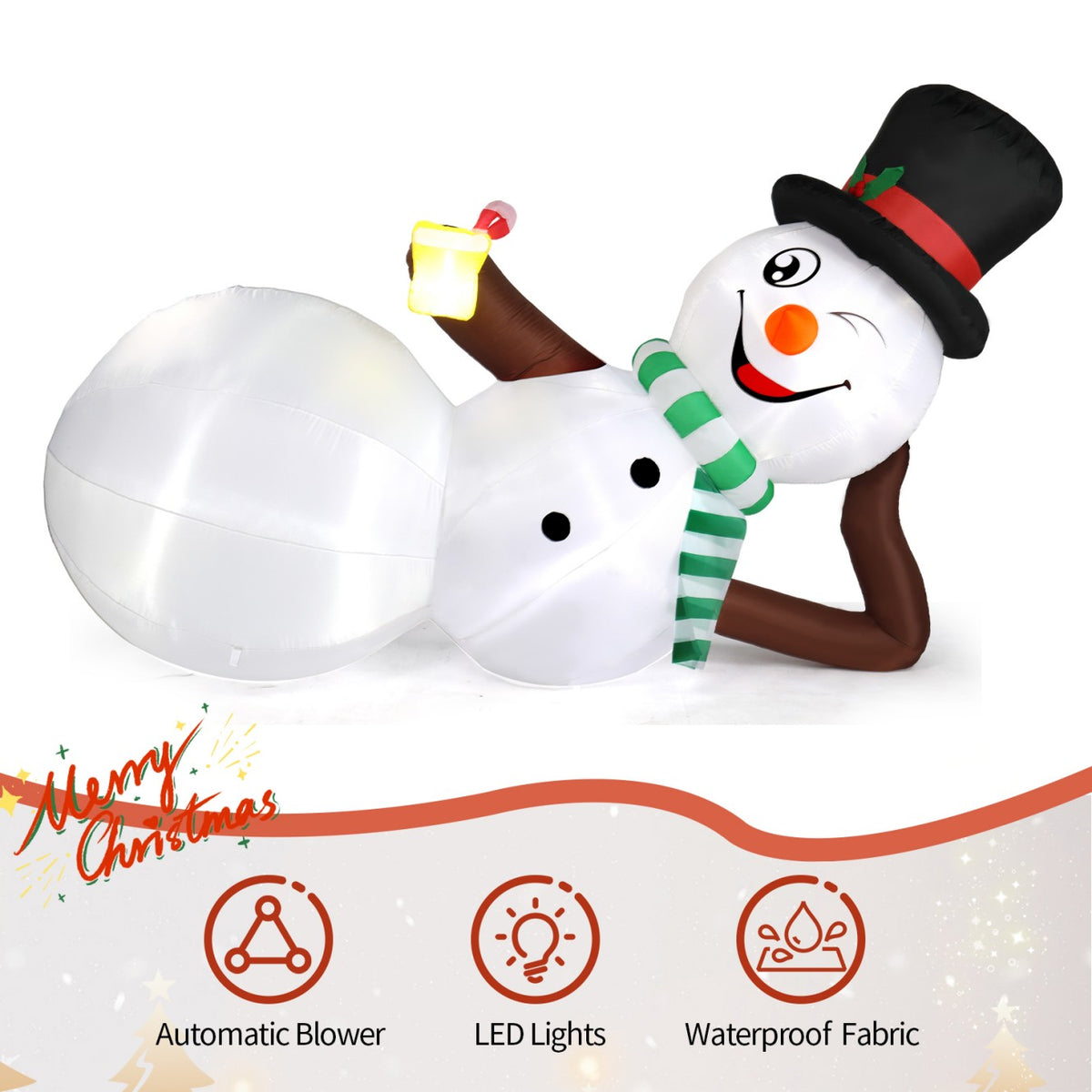 Tcbosik 12 FT Giant Christmas Inflatables Snowman Outdoor Yard Decorations, Blow up Snow Man with Black Hat, Built-in LED Light, Winter Outside Decor for Holiday Party Patio Garden Lawn