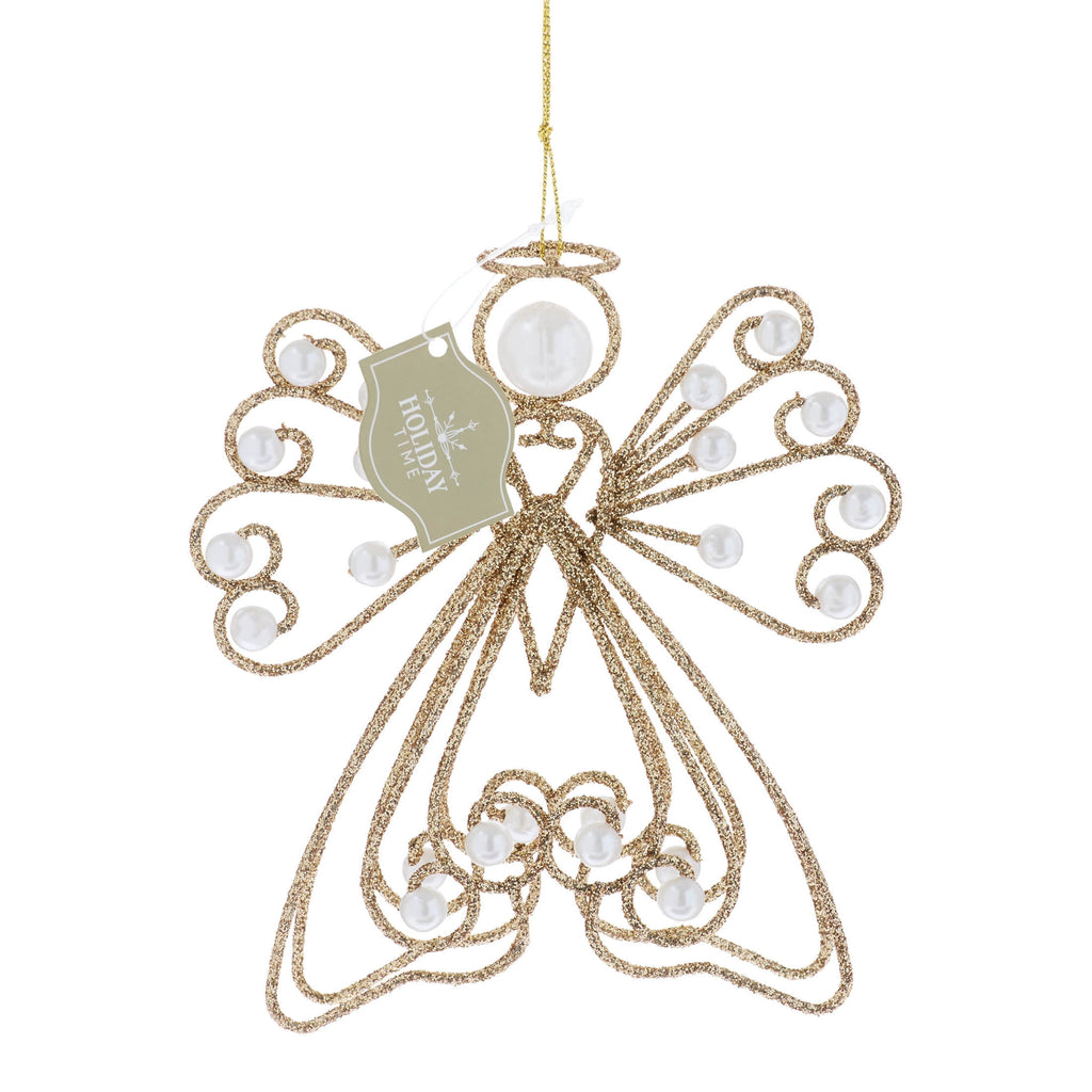 Gold and Pearl Glitter Wire Angel Christmas Ornament, 5", by Holiday Time